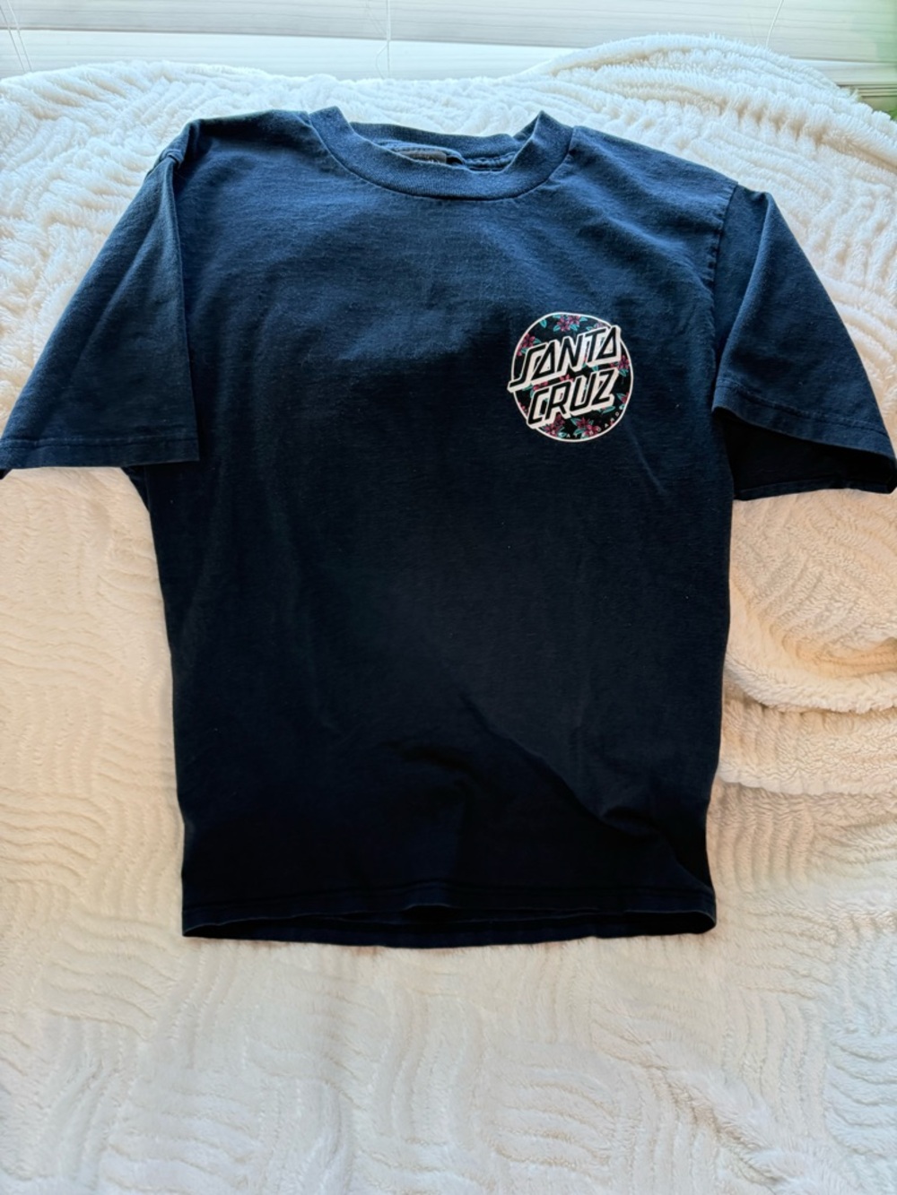 Santa Cruz Skateboards Black T‑Shirt with Small Multicolor Logo